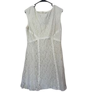 American Living Knee Length Lace Dress White Size 14 Bridal Baby Shower Wedding